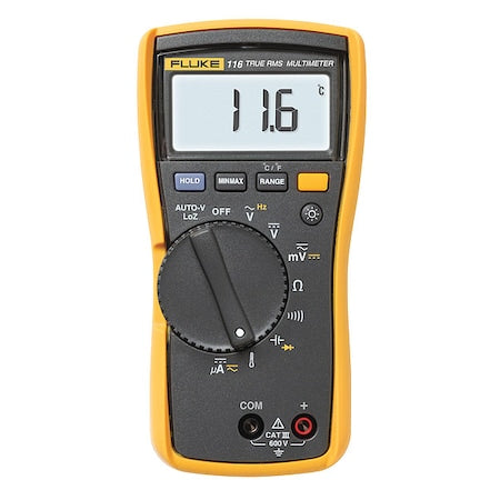 Fluke FLUKE-116/CWG Digital Multimeter, 600 V Max DC, 0 V Max AC, TRMS, 6,000 Instrument Counts, Backlit LCD