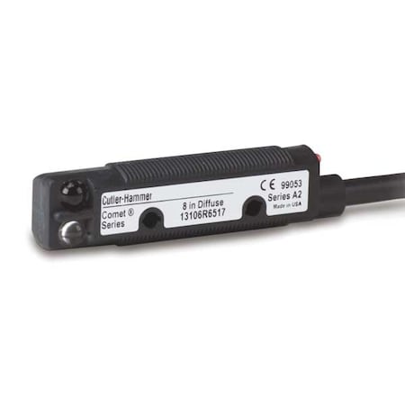 Eaton 13100R6513 Diffuse Photoelectric Sensor, Bare Wire, Right Angle, Cylindrical, Selectable Light On/Dark On, NPN