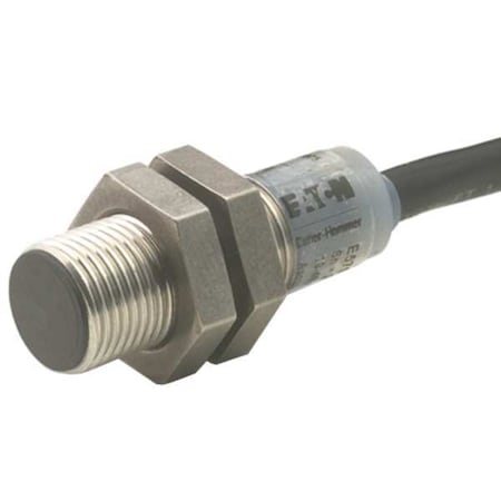 Eaton E57SAL12A4 Cylindrical, Inductive Proximity Sensor, 12 mm Dia., Stainless Steel, 2 m, Bare Wire, 2 Wires, Shielded