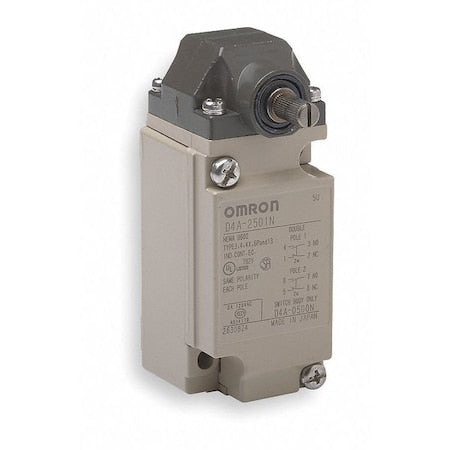 Omron D4A2501N Heavy Duty Limit Switch, No Lever, Rotary, DPDT, 5A at 600V AC, Actuator Location: Side