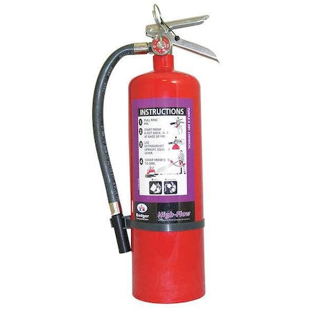Badger B-10-P-HF Fire Extinguisher, 10 lb Capacity, Class BC, UL Rating20B:C, Potassium Bicarbonate