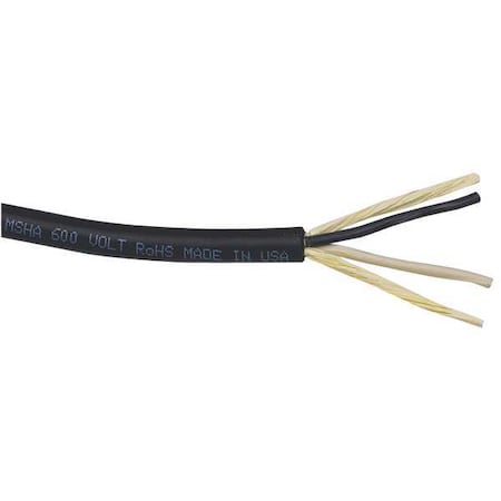Carol 02724 Portable Cord, SOOW, 12 AWG, 2 C, Black, Rubber, Stranded, 600V, Indoor/Outdoor, 50 ft