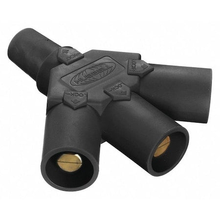 Hubbell Wiring Device-Kellems HBLF3MBK Triple Connector, 600V AC/250V DC, Black, Taper