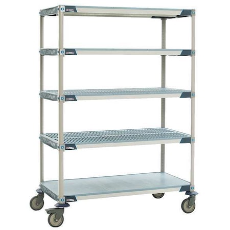 Metro MX-1836GF-68-M5 Utility Cart, Polymer/304 Stainless Steel, 900 lb Load Capacity, 5 Shelves, 36