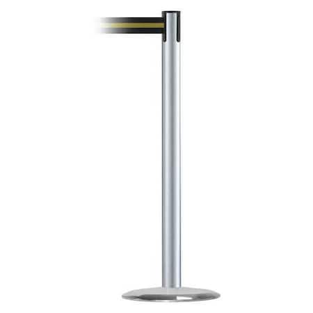 Tensabarrier 889U-1S-1S-MAX-NO-S4X-C Barrier Post with Belt, 13 ft Length, 38 in Post Height, No Legend, Satin Chrome