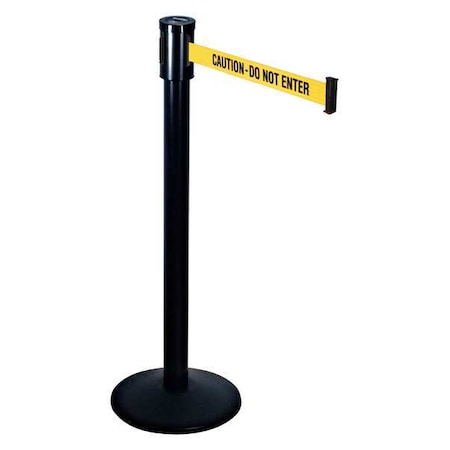 Retracta-Belt 321BA-CAU Barrier Post with Belt, Black, 15 ft Length, 40 in Post Height, Caution Do Not Enter, Black