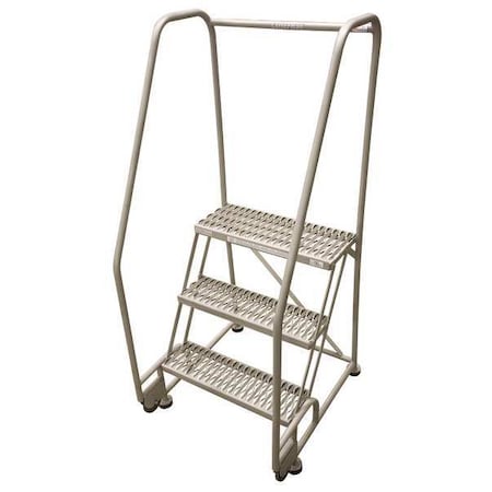 Cotterman 3TR18A3E10B8C1P6 60 in H Steel Tilt and Roll Ladder, 3 Steps, 450 lb Load Capacity