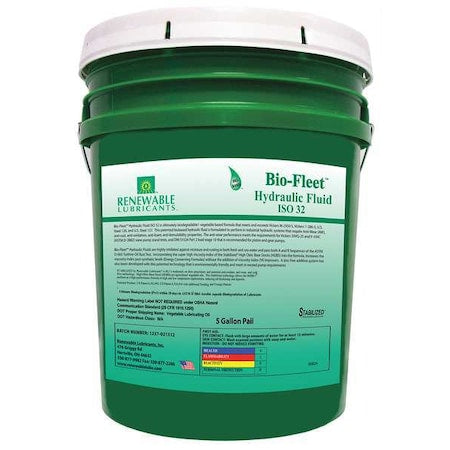 Renewable Lubricants 80824 5 gal Pail, Hydraulic Oil, 32 ISO Viscosity, Not Specified SAE
