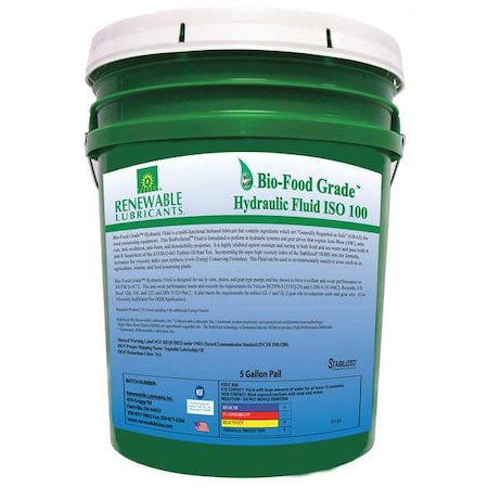 Renewable Lubricants 87154 5 gal Pail, Hydraulic Oil, 22 ISO Viscosity, Not Specified SAE