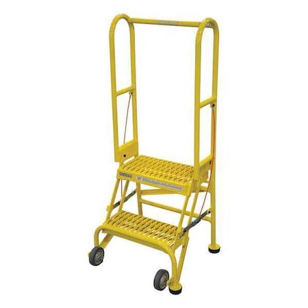 Cotterman SAS2A2E10B8C2P6 50 in H Steel Rolling Ladder, 2 Steps, 350 lb Load Capacity