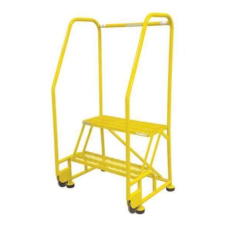 Cotterman 2TR18A3E10B8C2P6 50 in H Steel Tilt and Roll Ladder, 2 Steps, 450 lb Load Capacity