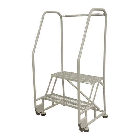 Cotterman 2TR18A6E10B8D3C1P6 50 in H Steel Tilt and Roll Ladder, 2 Steps, 450 lb Load Capacity