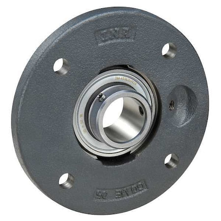 INA PME25-XL-N 4 Holes, Circular Housing, Flange Mount Bearing, Radial Ball, 25 mm Dia, Cast Iron, Eccentric Locking Collar
