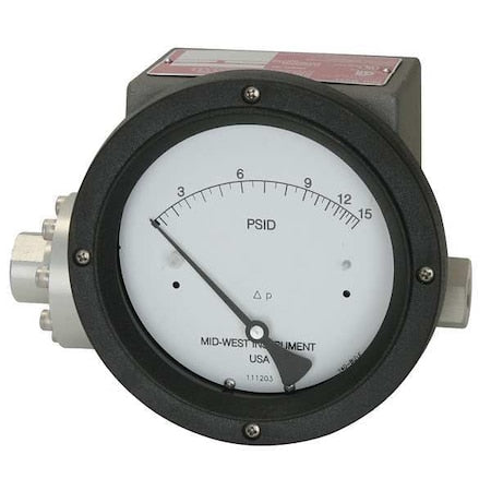 Midwest Instrument 240-SC-02-O(JAA)-20P Pressure Gauge, 0 to 20 psi