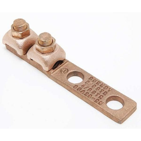 Burndy QQA282N Mechanical Lug, 4/0 AWG Max, 1 Conductor, 2 Hole, 1/2 in Stud, Copper