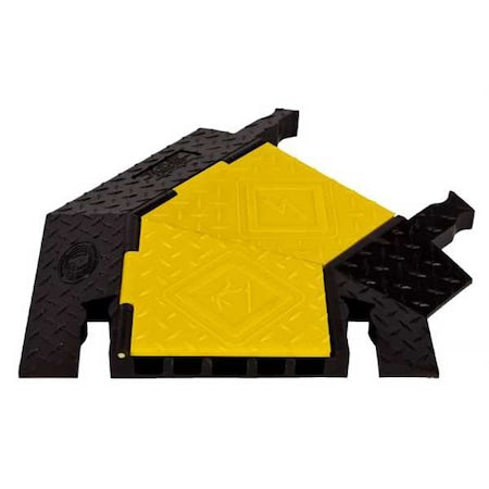 Yellow Jacket YJ5TR-125-Y/B Cable Protector 45 Deg Right Turn, 1-7/8 in H, 2 ft L, 19-3/4 in W, 5 Channel, Polyurethane