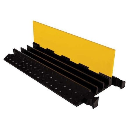 Yellow Jacket YJ3-225-Y/B Cable Protector, 2-7/8 in H, 3 ft L, 18-1/2 in W, 3 Channel, Polyurethane, Black, Yellow