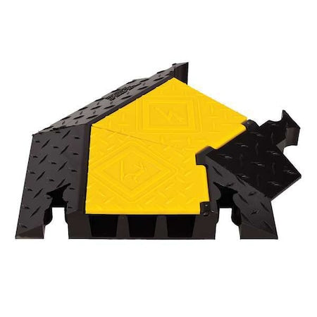 Yellow Jacket YJ3TR-225-Y/B Cable Protector 45 Deg Right Turn, 2-7/8 in H, 23-1/2 in L, 18-3/4 in W, 3 Channel, Polyurethane