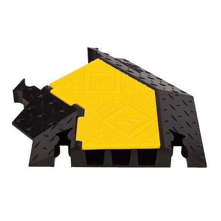 Yellow Jacket YJ3TL-225-Y/B Cable Protector 45 Deg Left Turn, 2-7/8 in H, 23-1/2 in L, 18-3/4 in W, 3 Channel, Polyurethane
