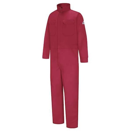 Bulwark CEB2RD RG 44 Coverall, 11 cal/sq cm ATPV, L, 30 1/2 in Inseam, 100% Cotton, Zipper