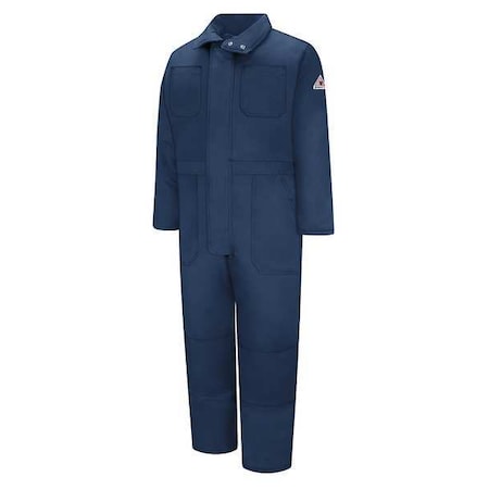 Bulwark CLC8NV RG M Coverall, 36 cal/sq cm ATPV, M, 30 1/2 in Inseam, 88% Cotton/12% Nylon, Zipper