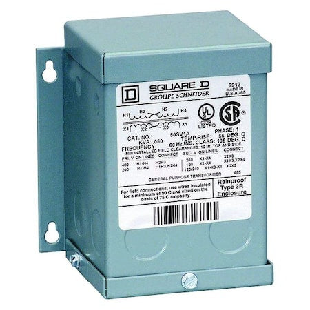 Square D 250SV51B General Purpose Transformer, 250 VA, NEMA 3R, 120/240V AC, 600V AC