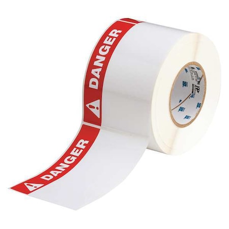 Brady THTEL-25-483-.5-DA Thermal Transfer Label, Red/White, Labels/Roll: 500