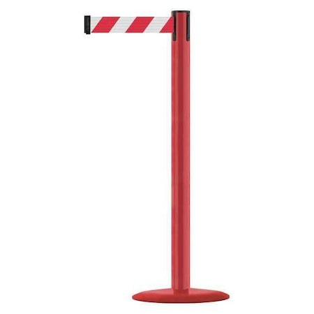 Tensabarrier MARINEPOST-21-MAX-NO-D3X-C Barrier Post with Belt, Red, 13 ft Length, 38 in Post Height, No Legend, Red