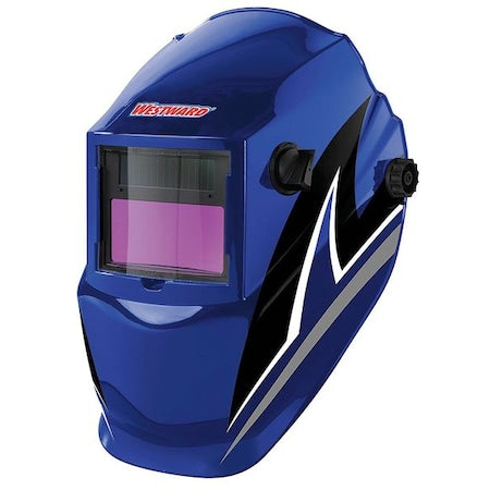 Westward 22XX46 Auto Dark Welding Helmet, Shade 4, 9-13, Black/Blue/White