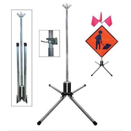 Dicke TF18-RUB Sign Stand, Aluminum, 84 in Maximum Mast H