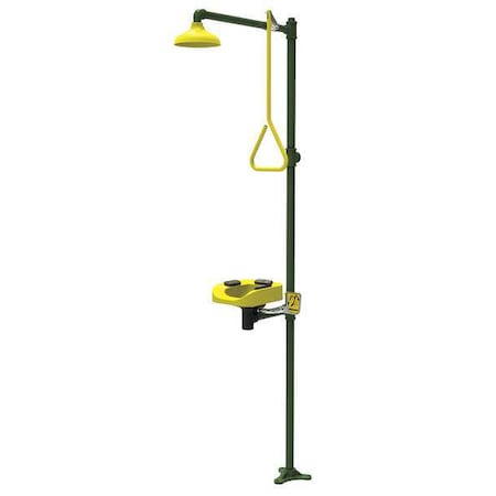 Speakman SE-1250 Emergency Shower Combination, Floor Mount, Galvanized Steel Pipe, 91.75 H, Stainless Steel Bowl
