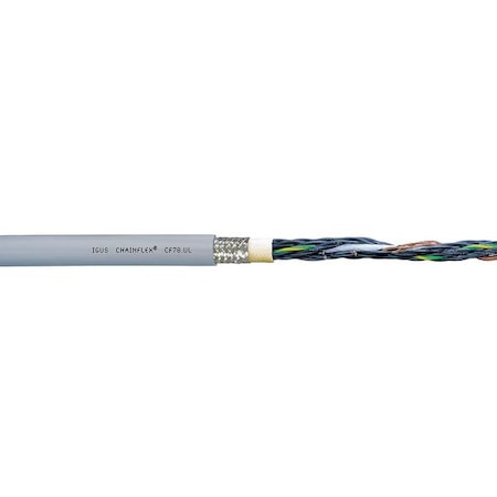 Chainflex CF78-UL-07-12-25 Control Cable, 18 AWG, 12 C, Gray, PUR, 1,000 V, 25 ft