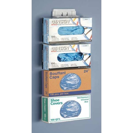Heathrow Scientific 120107 Holder, PETG/Polycarbonate, Holds Glove Boxes/Face Masks/Shoe Covers, White