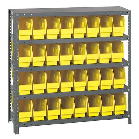 Quantum Storage Systems 1239-201YL Steel Bin Shelving, 12 in D x 39 in H x 36 in W, 5 Shelves, Yellow