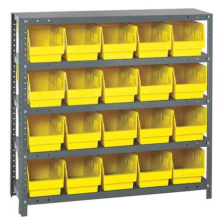 Quantum Storage Systems 1239-202YL Steel Bin Shelving, 12 in D x 39 in H x 36 in W, 5 Shelves, Yellow