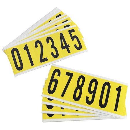 Brady 3450-# KIT Number Label Set, Vinyl, 3-1/2 in H, 1-1/2 in W