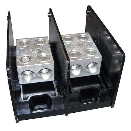 Mersen MPDB69122 Power Distribution Block, Open, 2 Pole, 620 A Copper, 1,000 V AC/DC, Screw