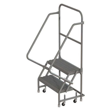 TRI-ARC KDSR102242 56 in H Steel Rolling Ladder, 2 Steps, 450 lb Load Capacity