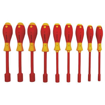 Wiha 32288 Nut Driver Set, 9 Pieces, SAE, Solid, Ins