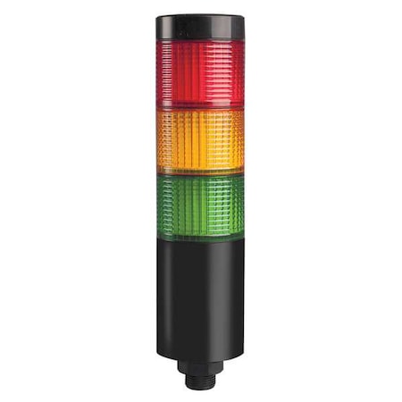DAYTON 26ZT42 Tower Light Assembly, Red, Yellow, Green, 90 to 240V AC, 80 FPM, 56 mm Dia., Direct