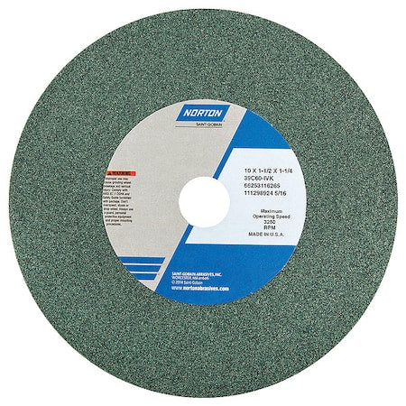 Norton Abrasives 66253116265 Grinding Wheel, 10 in. Dia, SC, 60 G, Green
