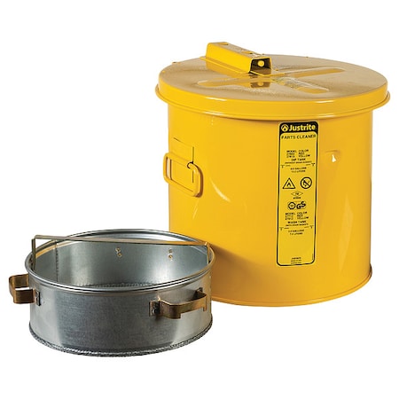 Justrite 27613 Dip Tank, Steel, 3.5 gal, Yellow