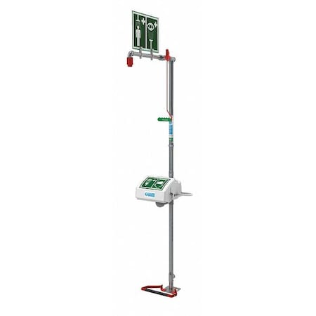 Hughes Safety Showers 18G45GT Combination Shower, Floor Mount, ABS Plastic Covered Bowl, Galvanized Pipes, Top Inlet