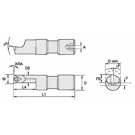 Widia 2825647 Indexable Boring Bar, QSOI375750150R, 3-3/4 in L, High Speed Steel, Triangle Insert Shape