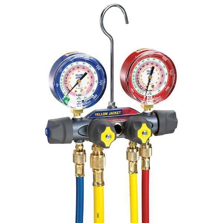 Yellow Jacket 49968 Manifold Gauge Set, 5 ft L, 3/8 in Gauge