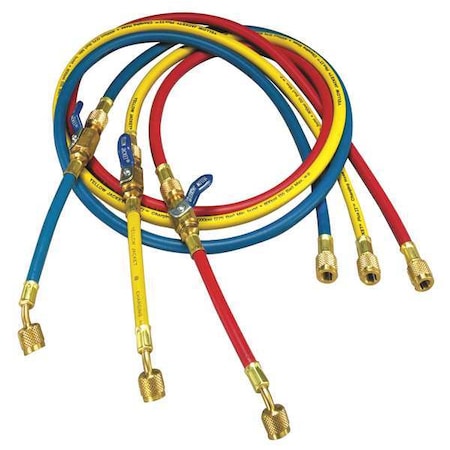 Yellow Jacket 25985 Hose, 60 in L, Blue/Red/Yellow, 800 psi