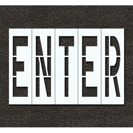 RAE STL-116-79604 Pavement Stencil, Message, Enter, 96 in Character Height, Highway Gothic Font, Polyethylene, Clear