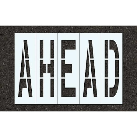 RAE STL-116-79628 Pavement Stencil, Message, Ahead, 96 in Character Height, Highway Gothic Font, Polyethylene, Clear