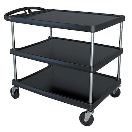 Metro MY2636-35BL Utility Cart with Lipped Plastic Shelves, Polymer (Shelf), 500 lb Load Capacity, 3 Shelves, 28 in W