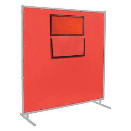 Steiner 384-338F-6X8 Welding Curtain With Window, Silicone-Coated Fiberglass, 8 ft. W., 6 ft. H., 16 oz/sq yd, Red